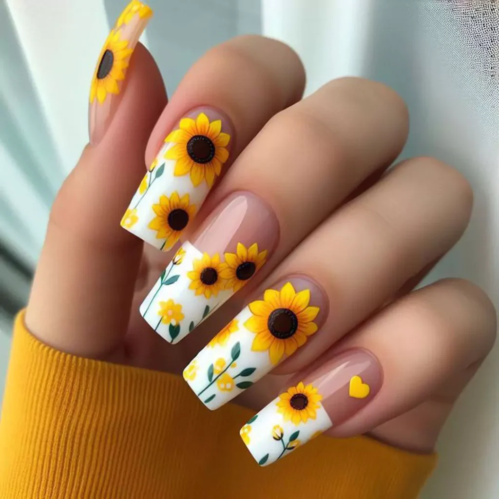 glamorous sunflower nail designs 