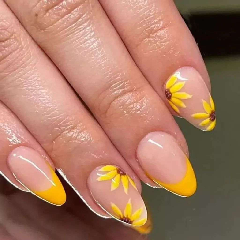 trendy sunflower nail designs 