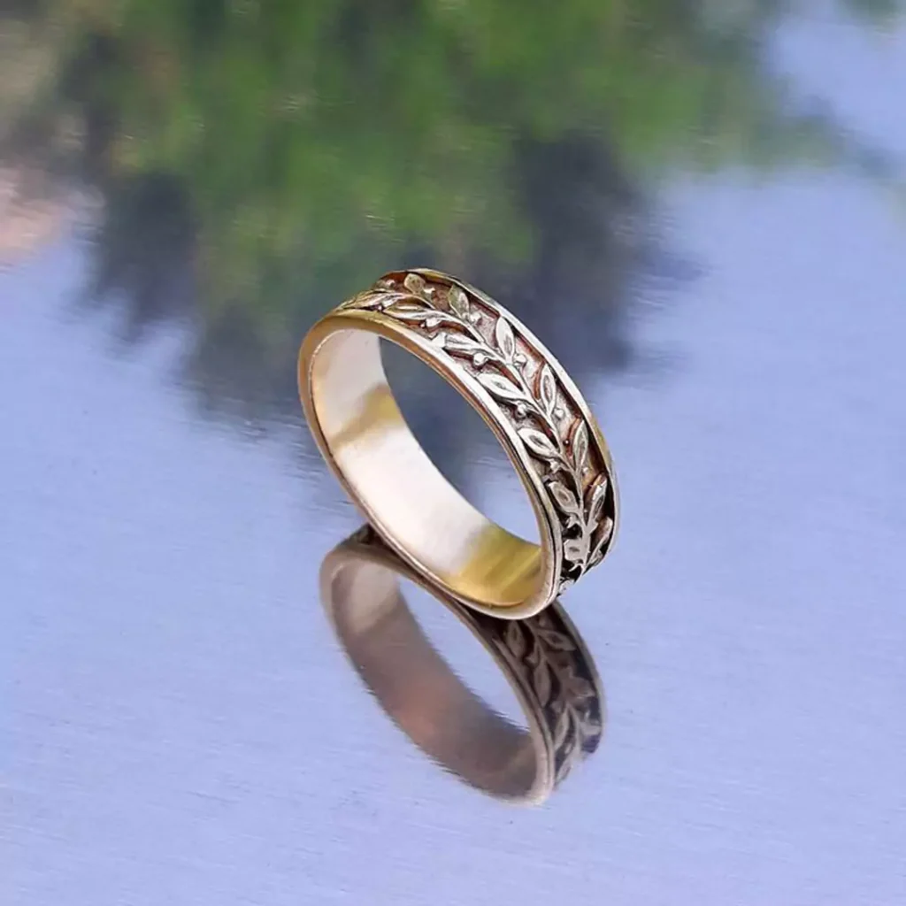 exquisite wheat pattern gold rings