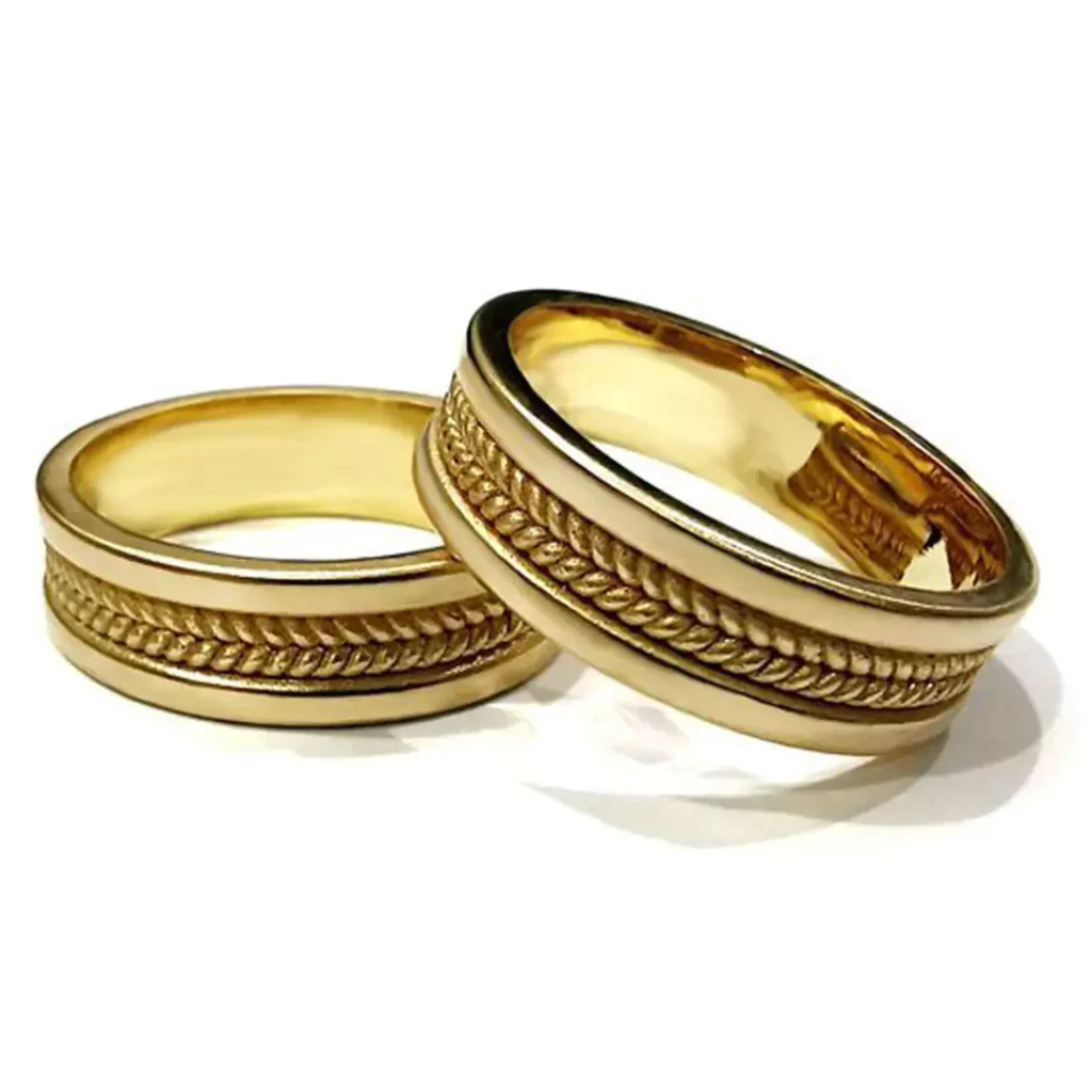 opulent wheat pattern gold rings