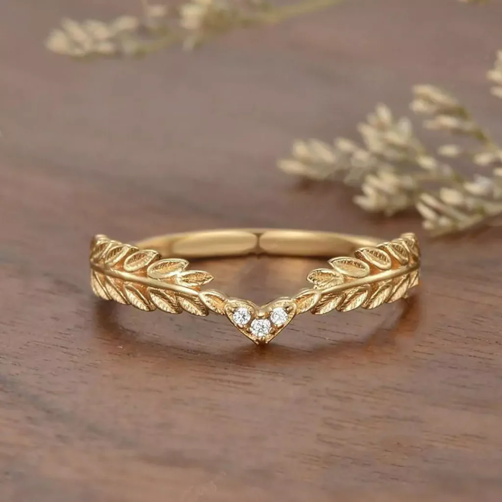 stylish wheat pattern gold rings