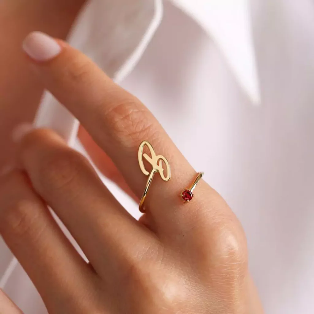 beautiful gold letter rings for women 