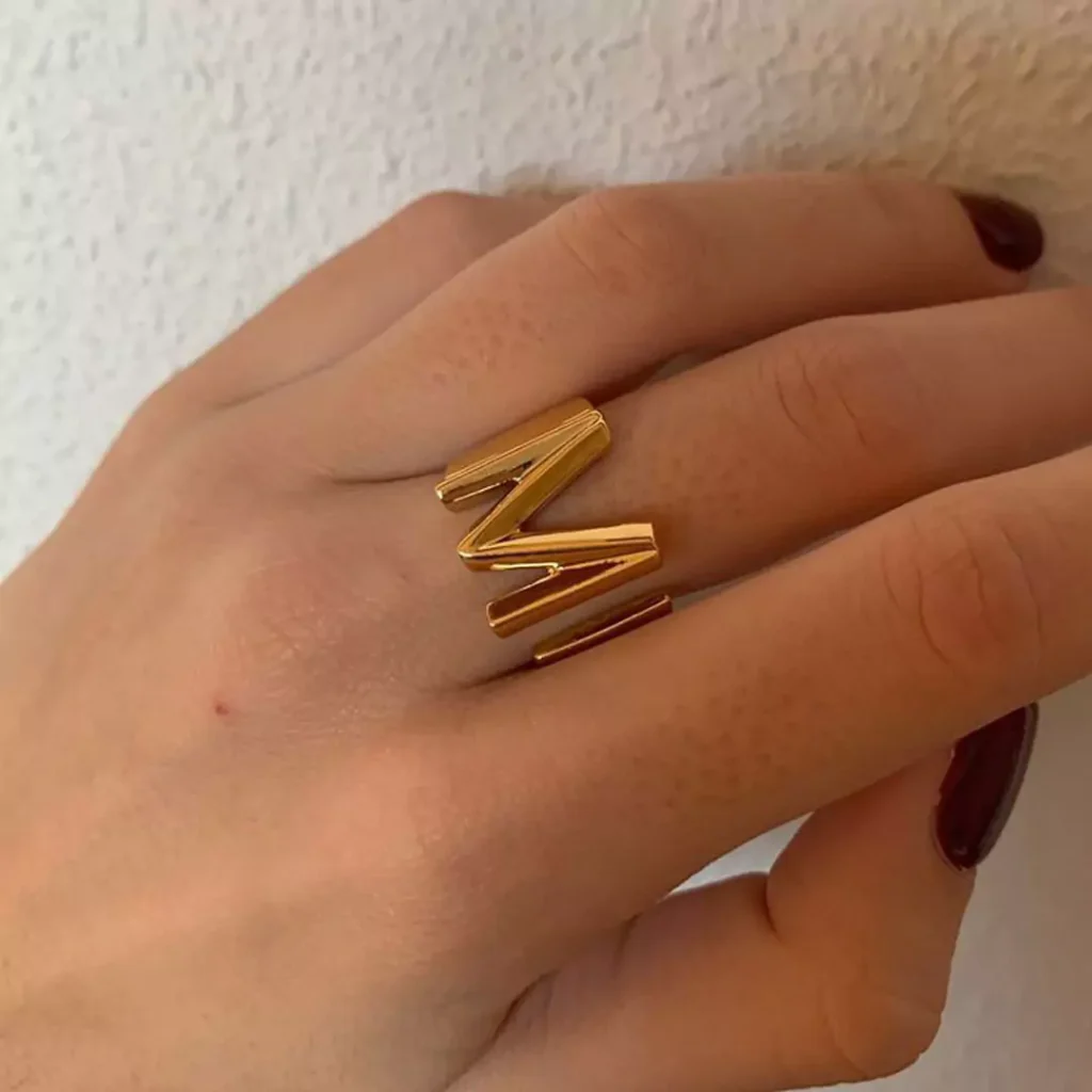 splendid gold letter rings for women 