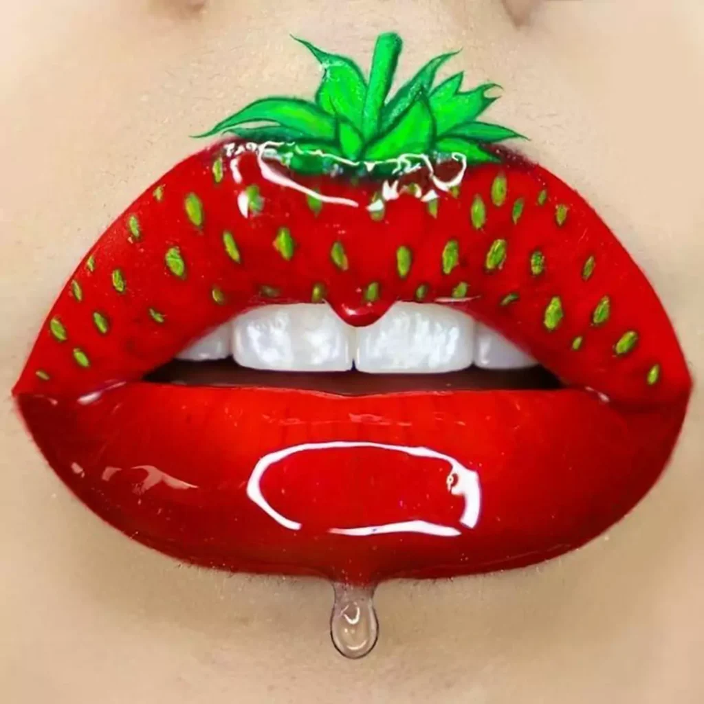 Strawberry attractive lip makeup