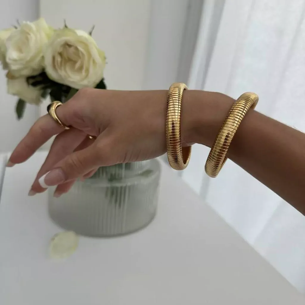 elegant chunky gold bangles