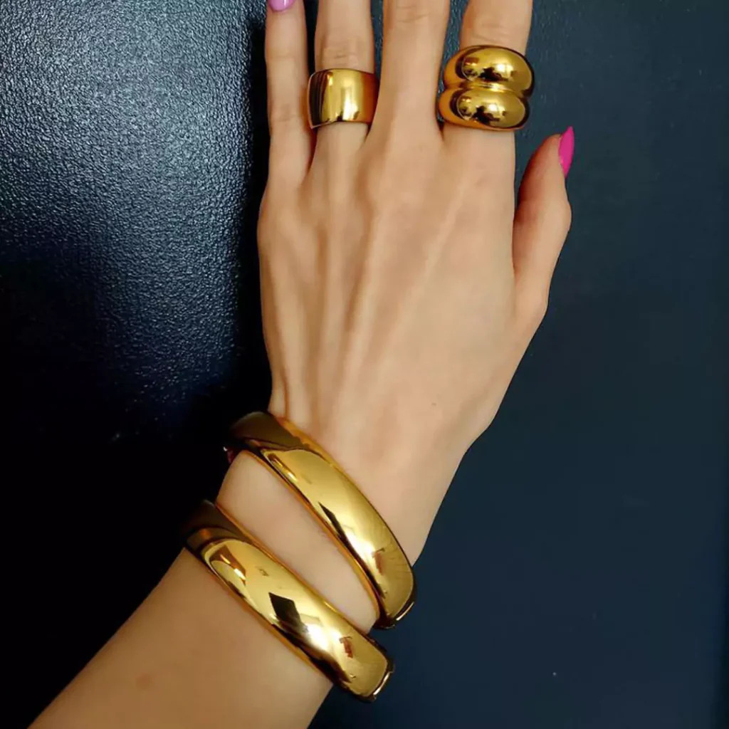 sophisticated chunky gold bangles