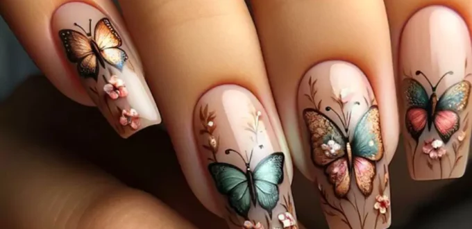 chic butterfly nail designs