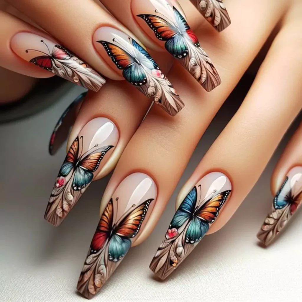 unique butterfly nail designs