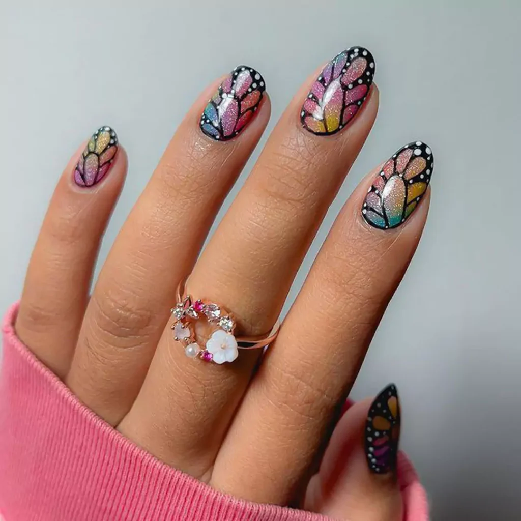 sophisticated butterfly nail designs