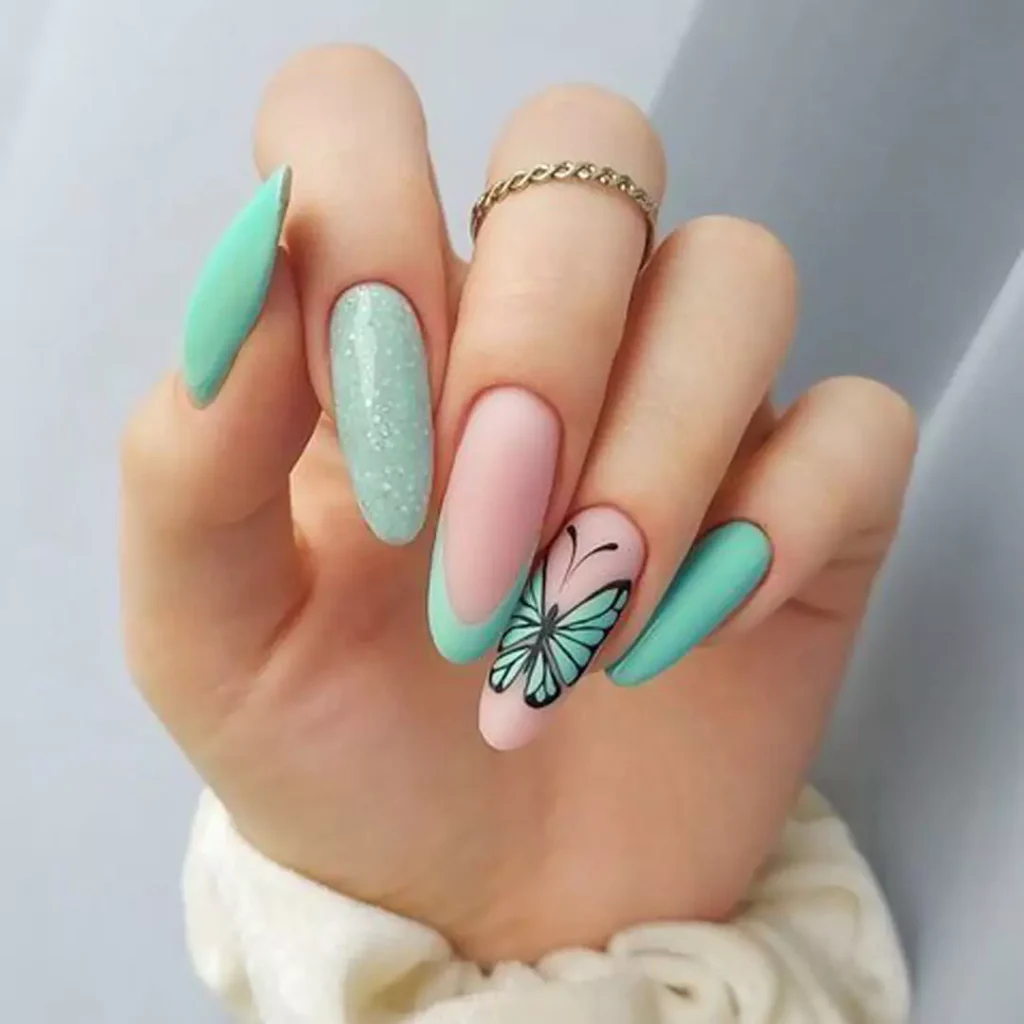 glamorous butterfly nail designs