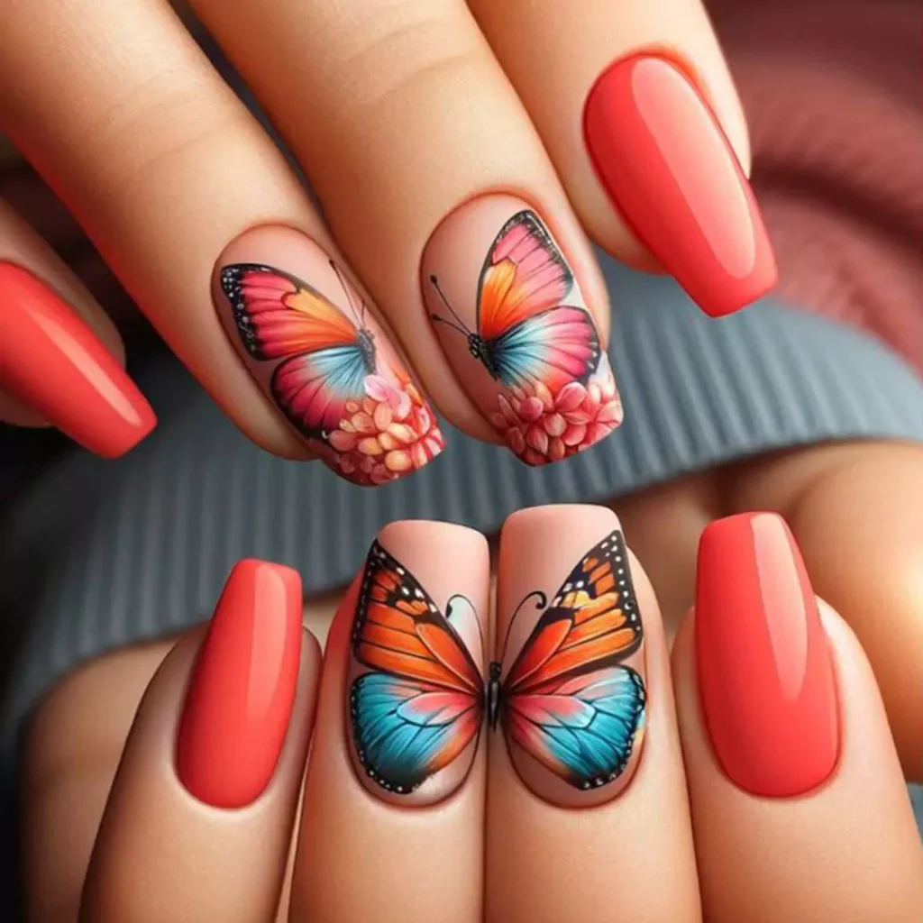 exquisite butterfly nail designs