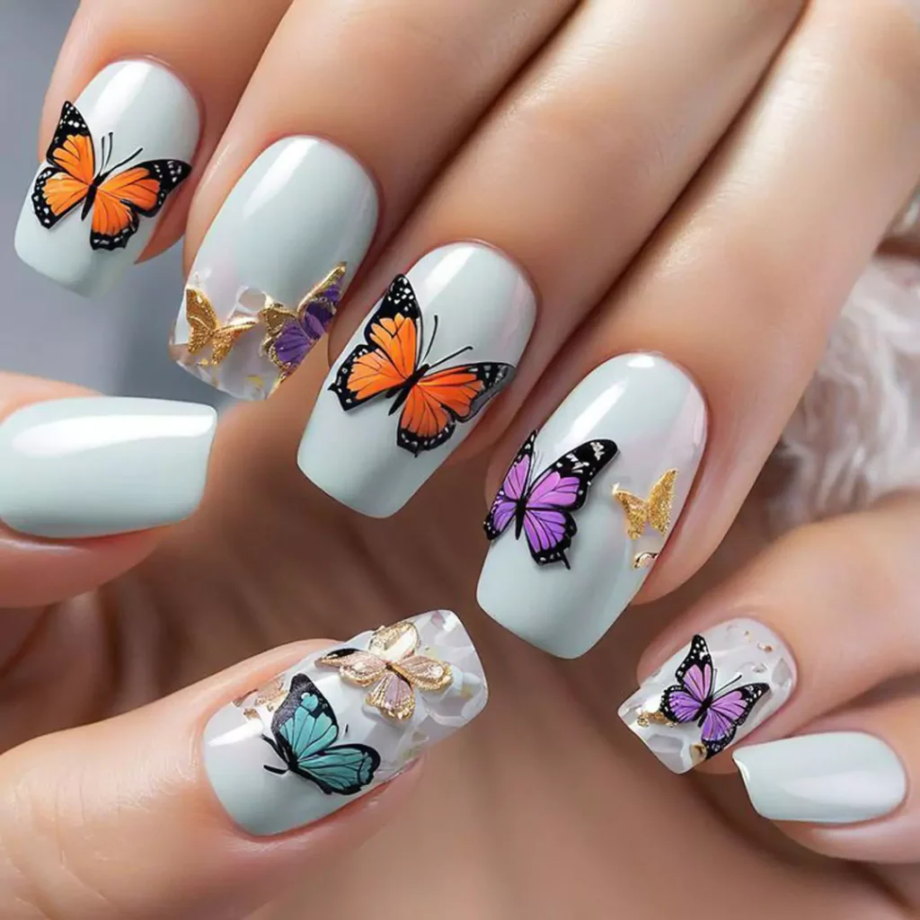 alluring butterfly nail designs