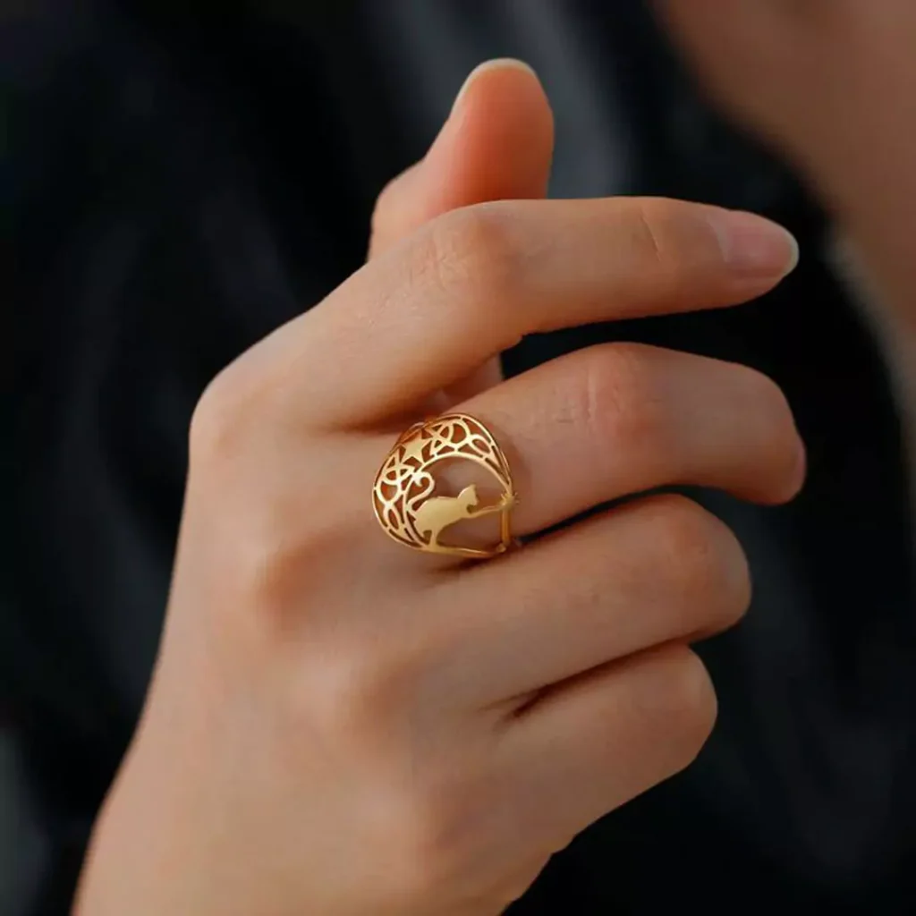 majestic gold rings with cat designs 