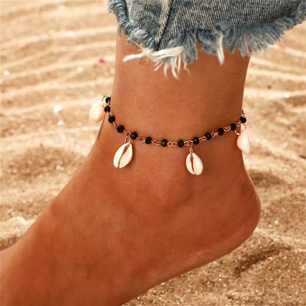 radiant gold shell anklets 