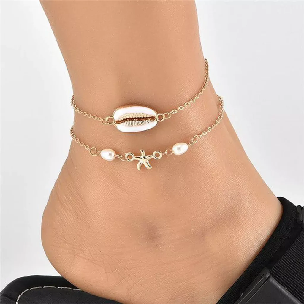 opulent gold shell anklets 