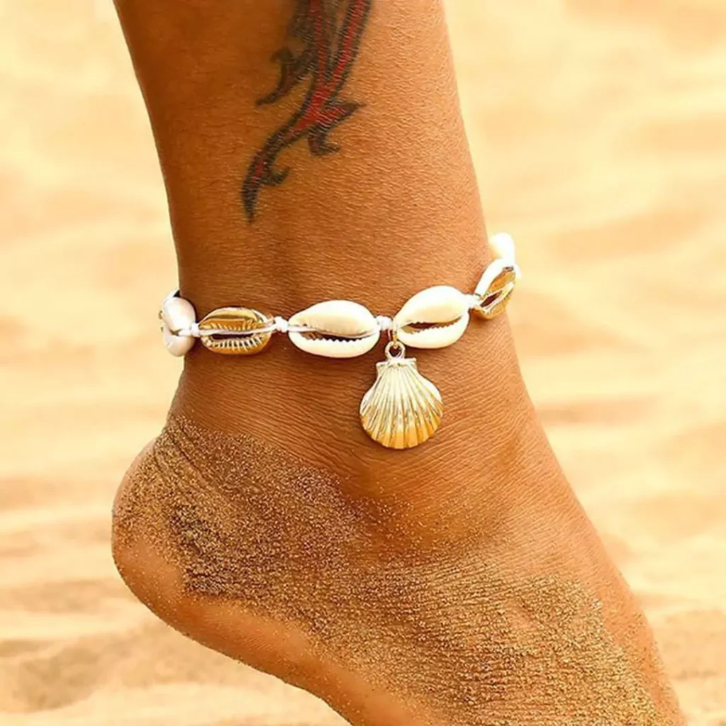 stylish gold shell anklets 