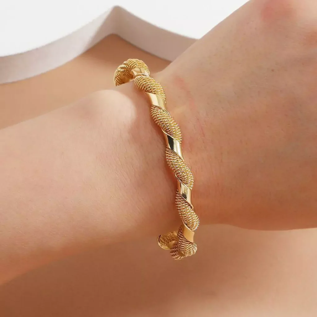 majestic twisted gold bangle bracelets 