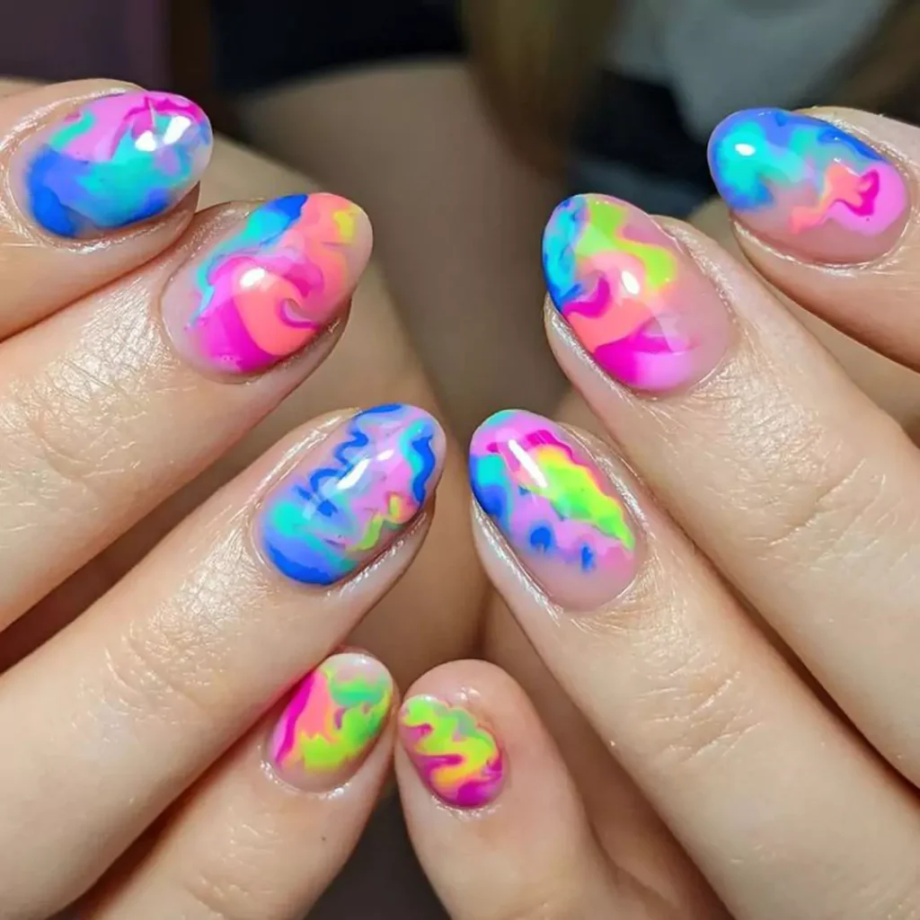 vibrant watercolor nail art designs