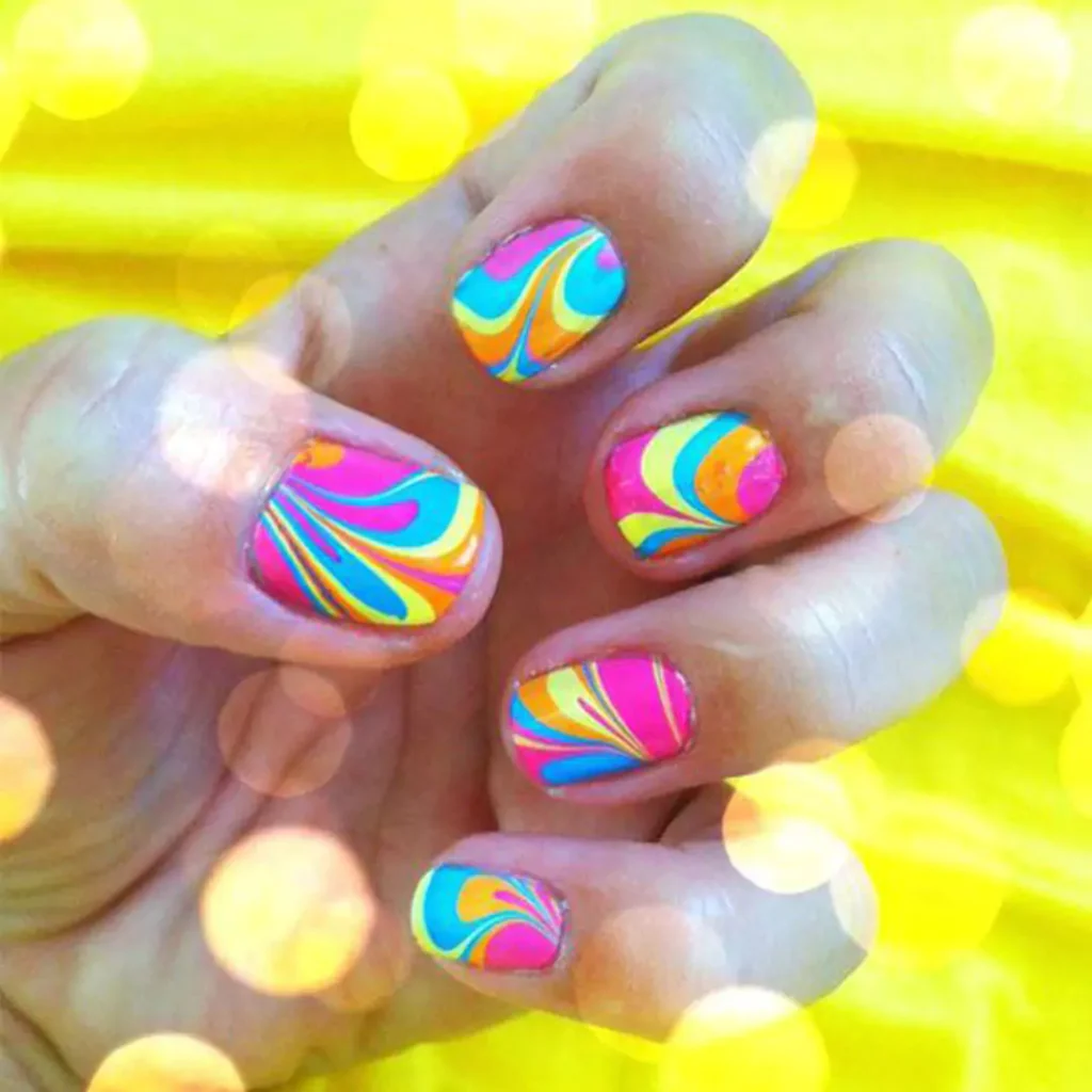 glamorous watercolor nail art designs 