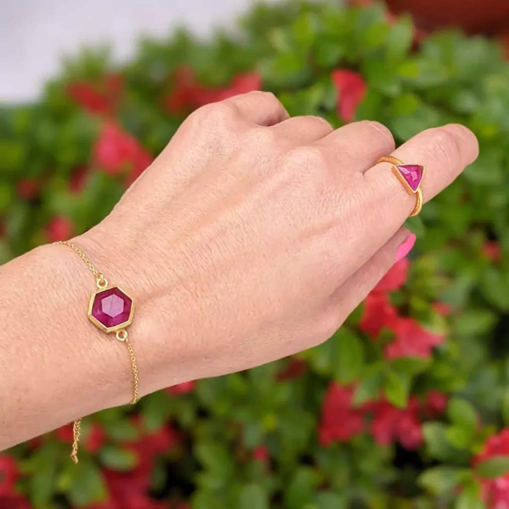 dazzling gold bracelets with ruby gemstones