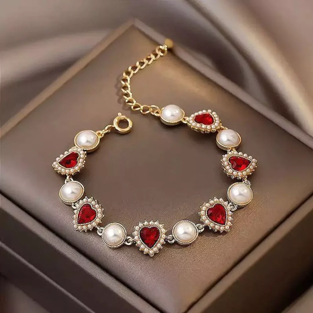 elegant gold bracelets with ruby gemstones