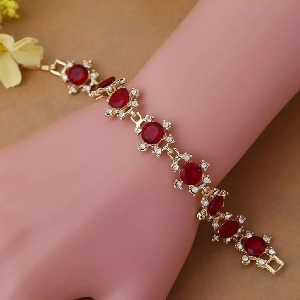 exquisite gold bracelets with ruby gemstones