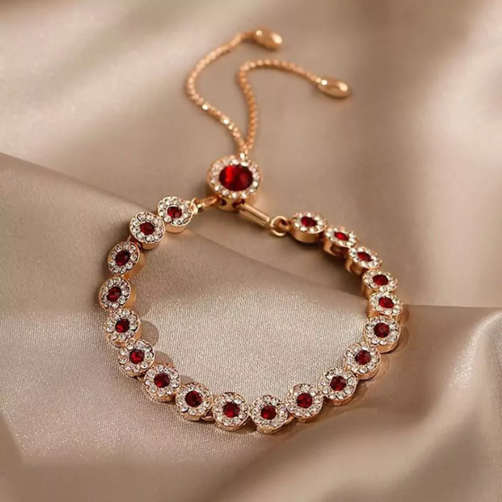 stylish gold bracelets with ruby gemstones