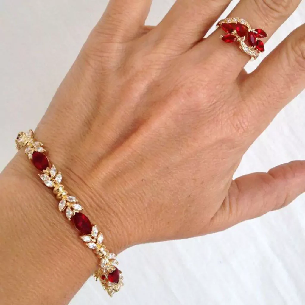 sophisticated gold bracelets with ruby gemstones 