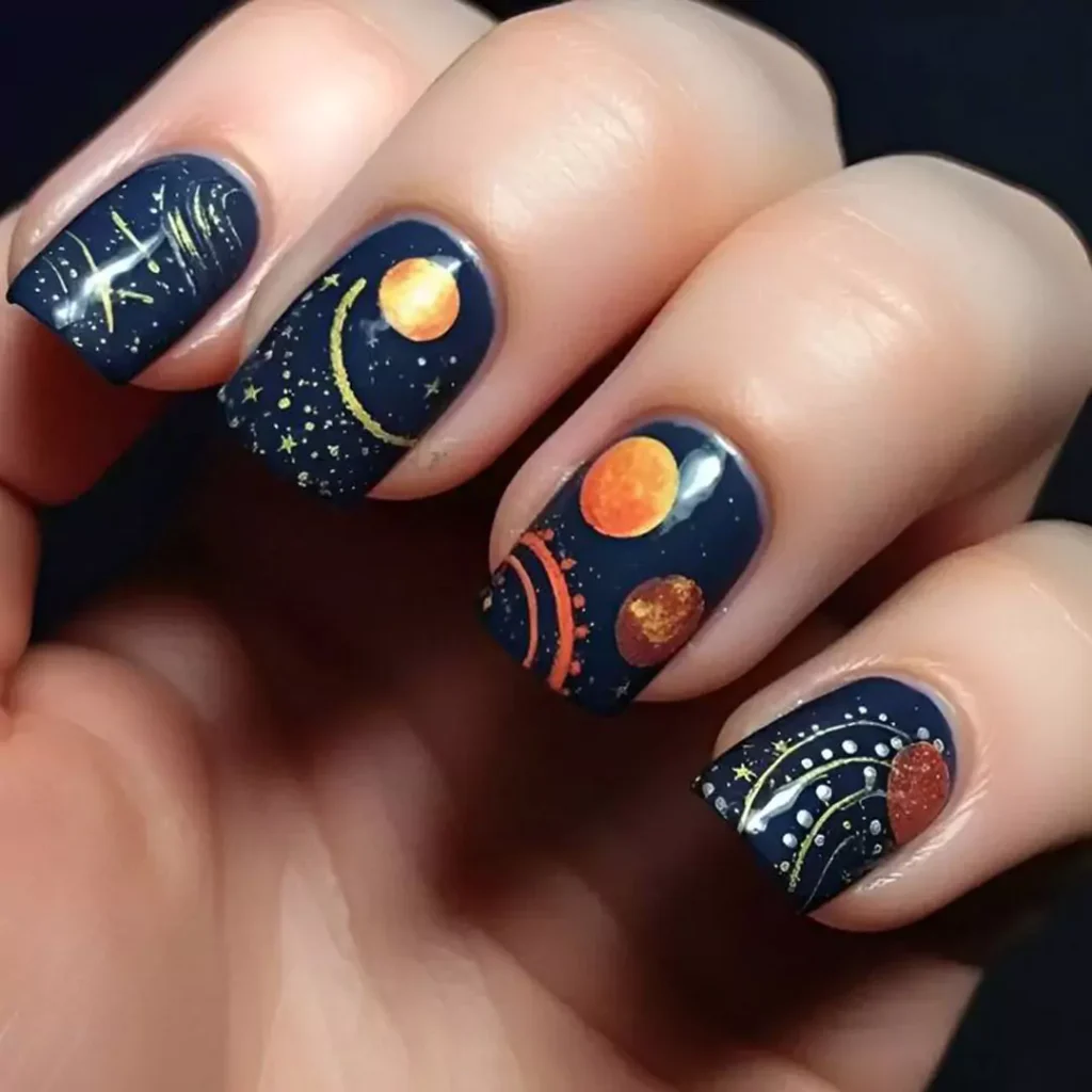 elegant galactic shine nail designs 