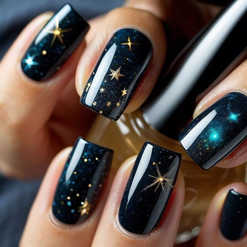 sophisticated galactic shine nail designs 