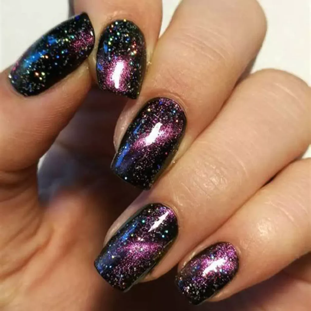 glamorous galactic shine nail designs 