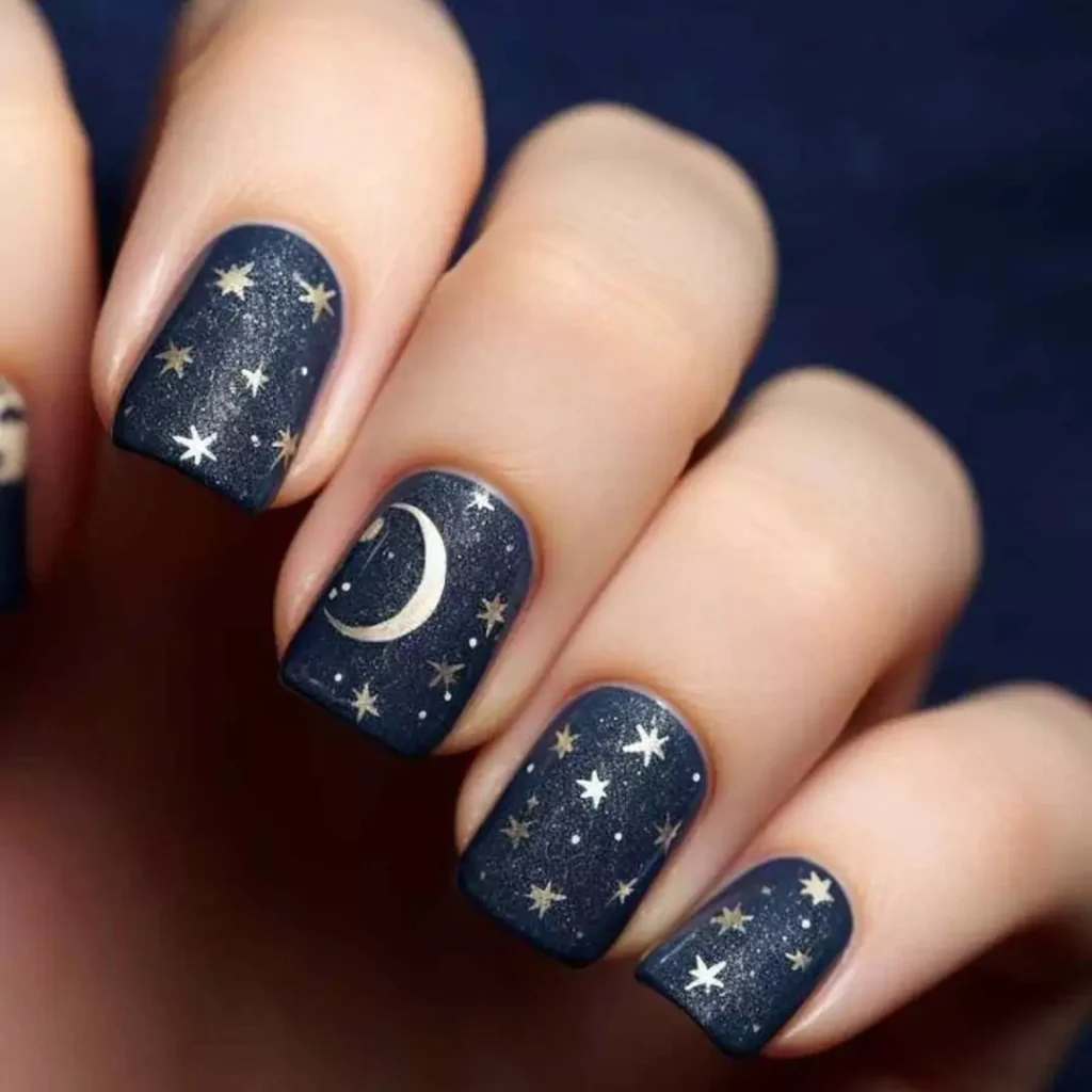 trendy galactic shine nail designs 