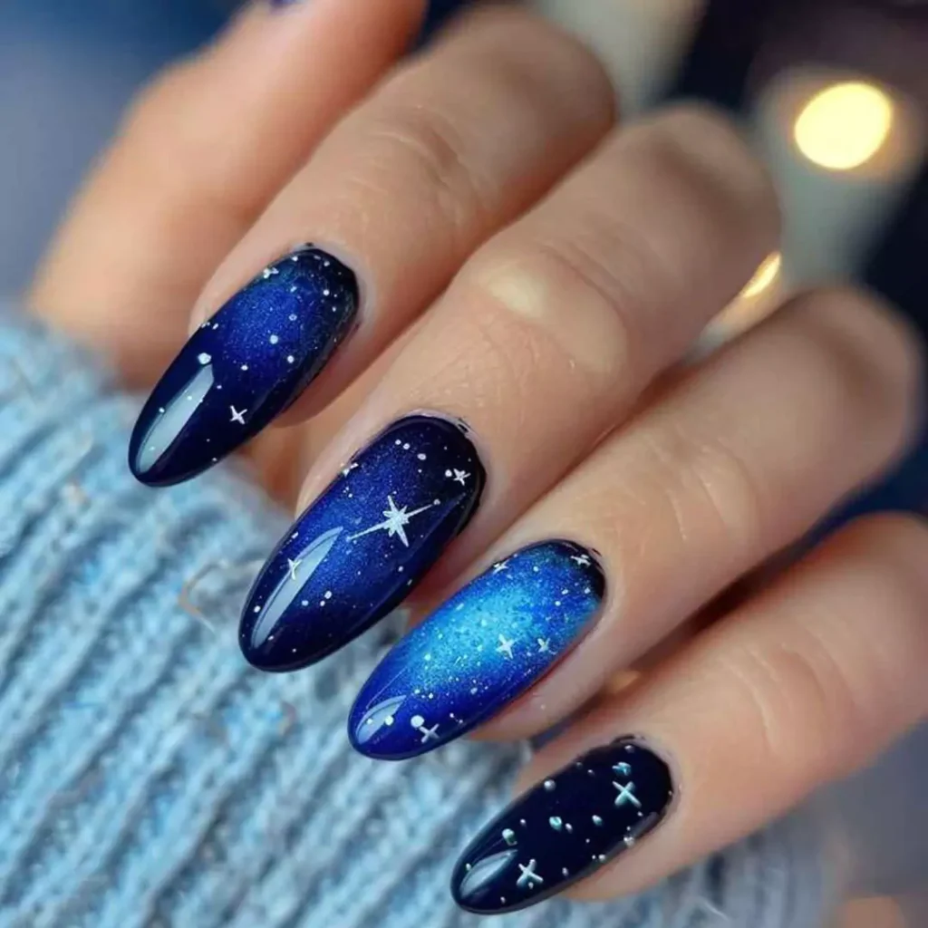 whimsical galactic shine nail designs 