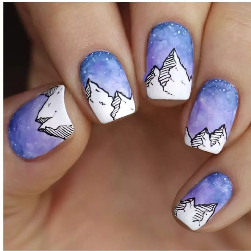 unique nail designs with landscapes theme 