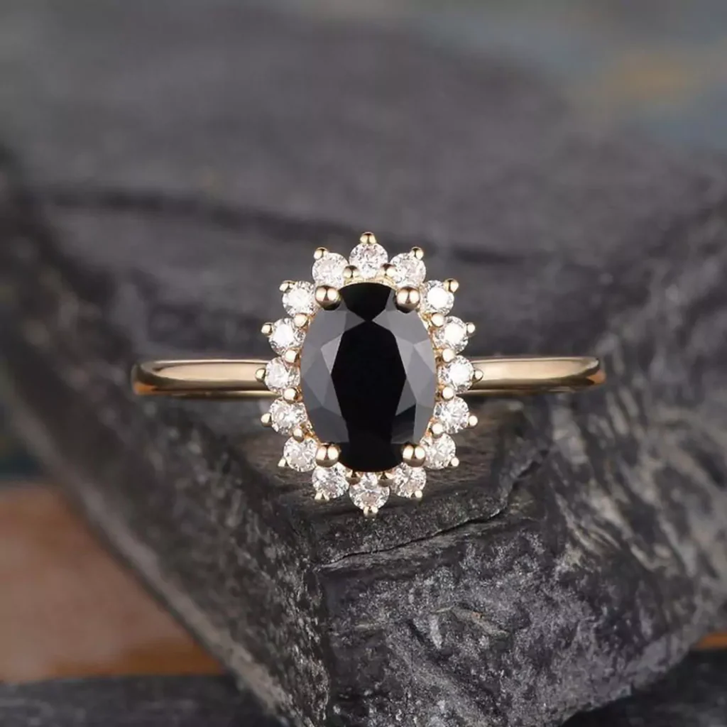 elegant black diamond gold rings