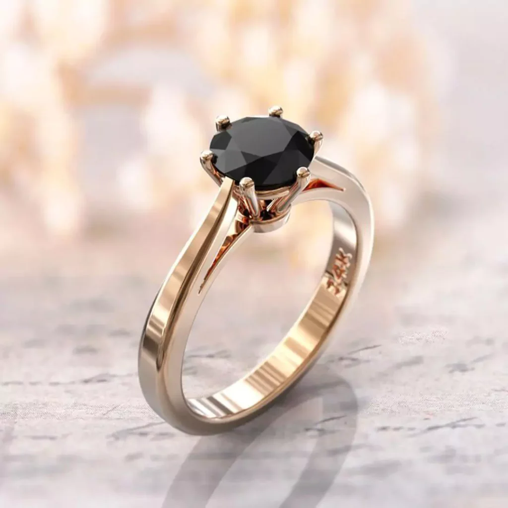 sophisticated black diamond gold rings