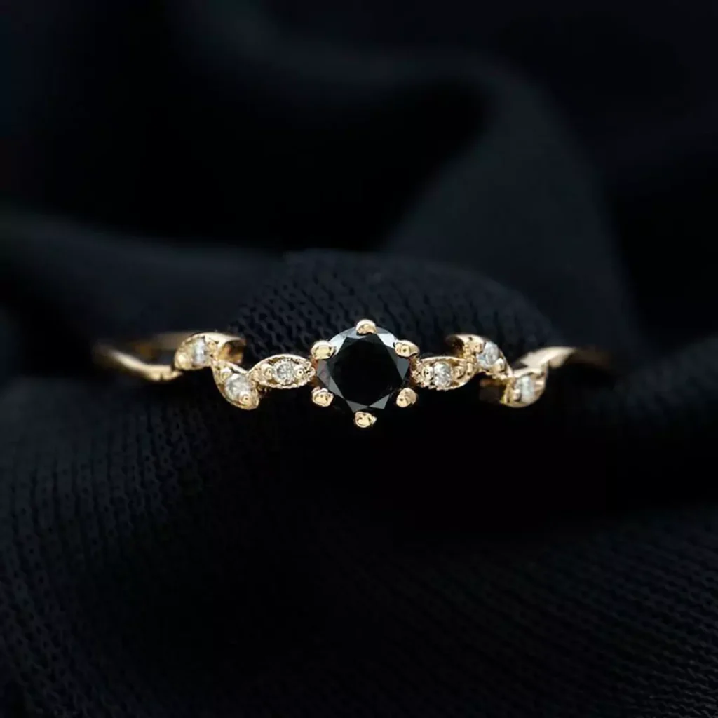 delicate black diamond gold rings