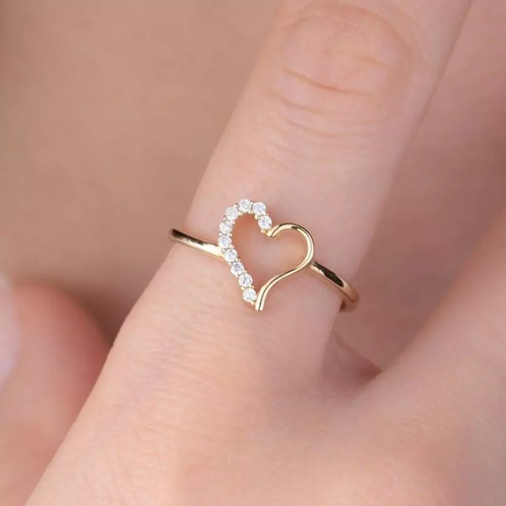 gleaming gold heart-shaped rings for girls 