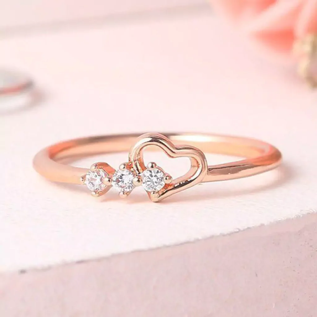 elegant gold heart-shaped rings for girls 