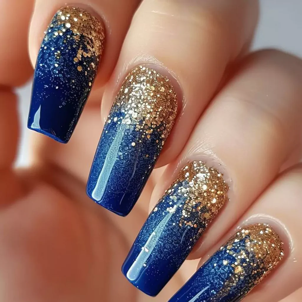 alluring blue glitter nail designs of 2024