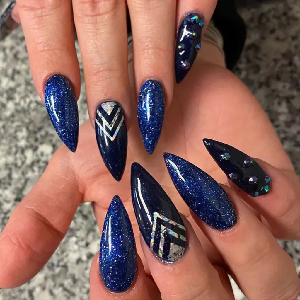 captivating blue glitter nail designs of 2024