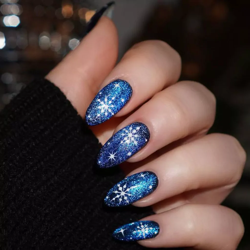 chic blue glitter nail designs of 2024