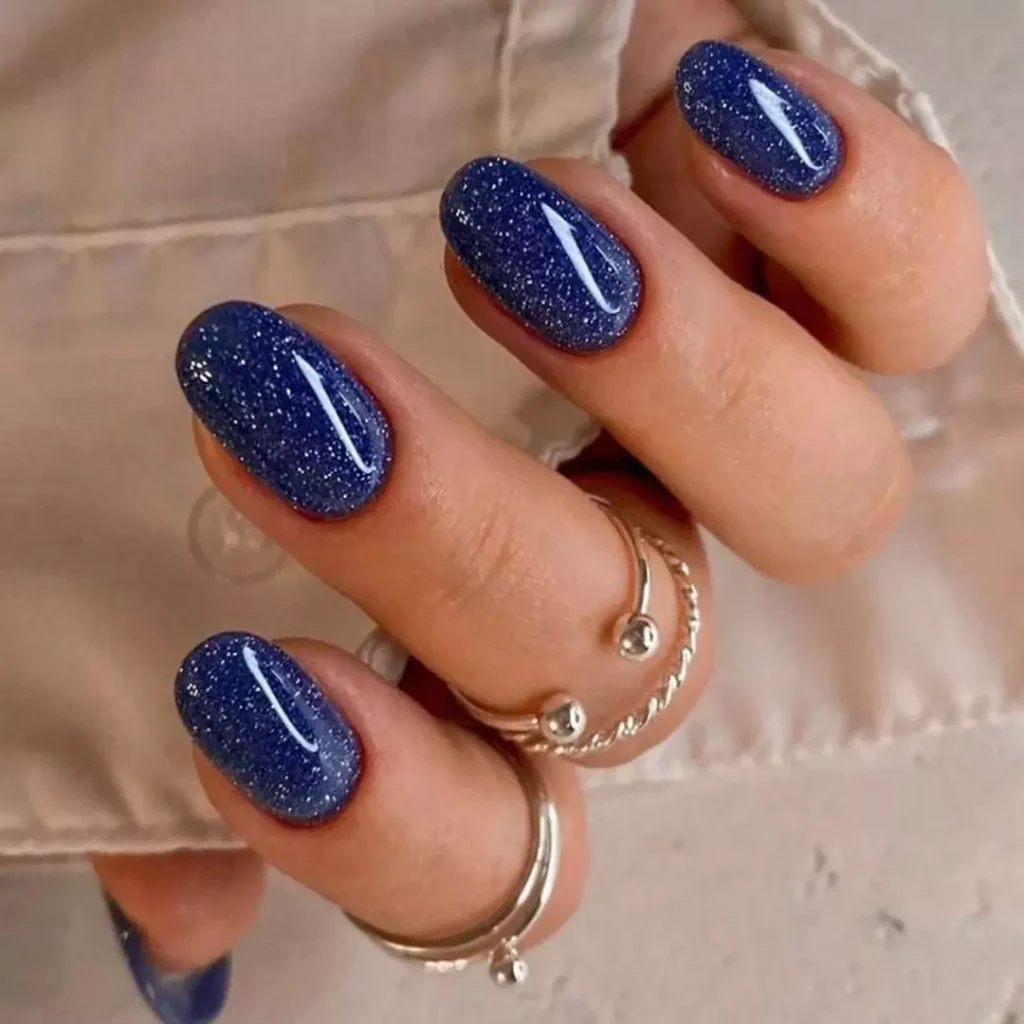 glamorous blue glitter nail designs of 2024