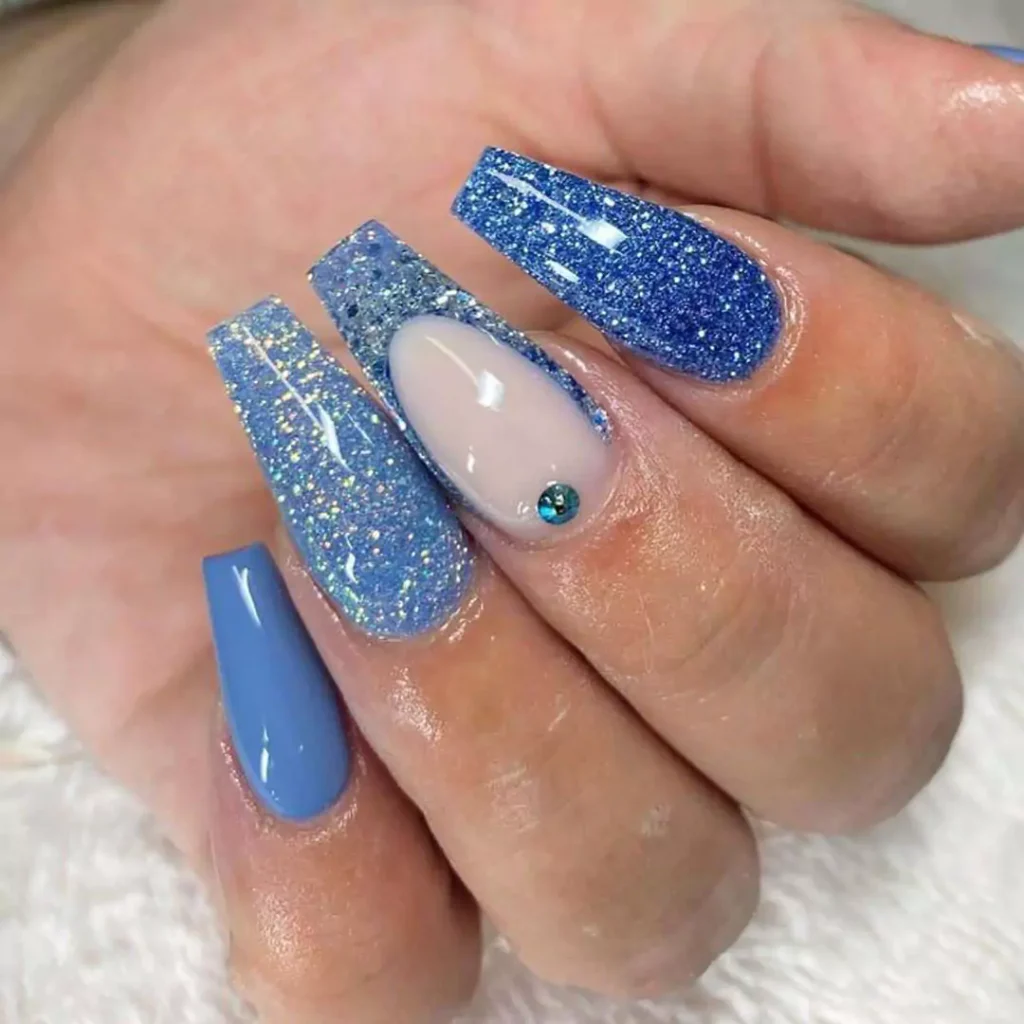 unique blue glitter nail designs of 2024