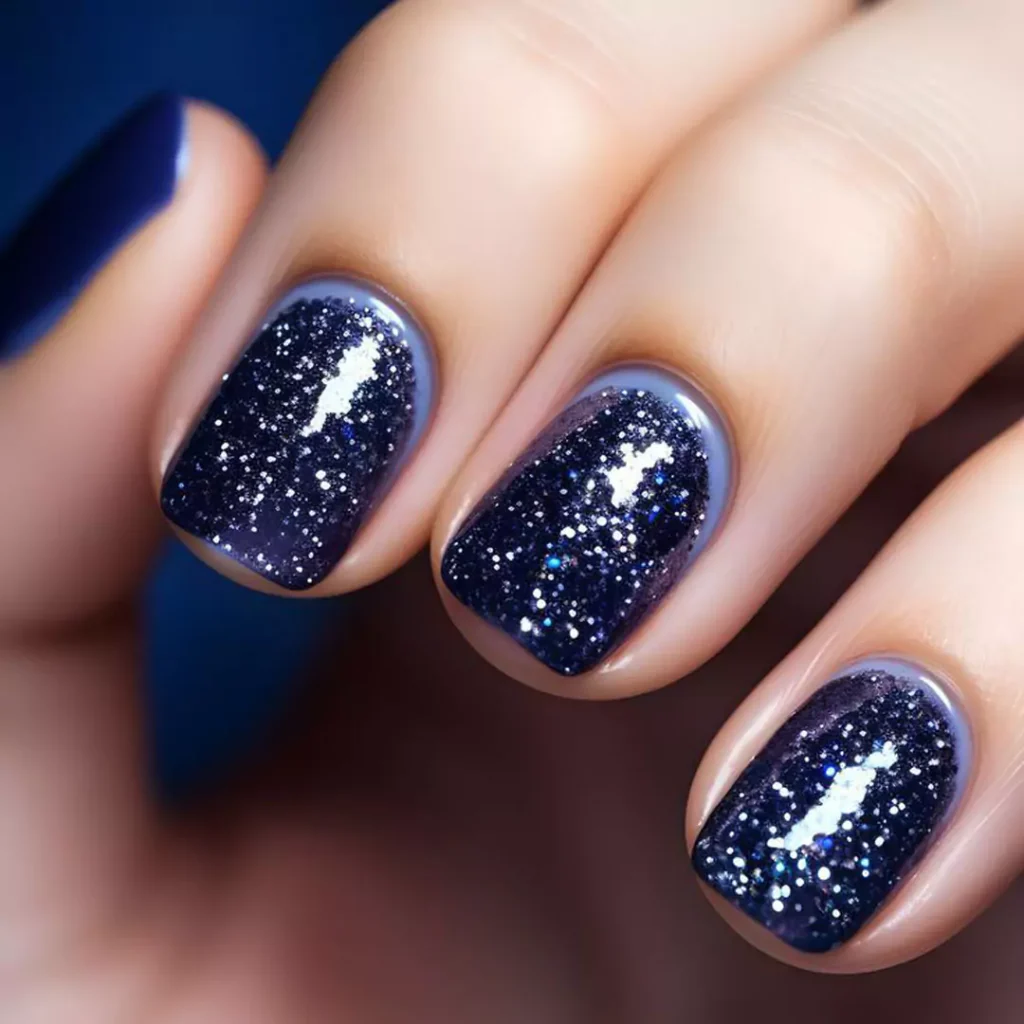 exquisite blue glitter nail designs of 2024