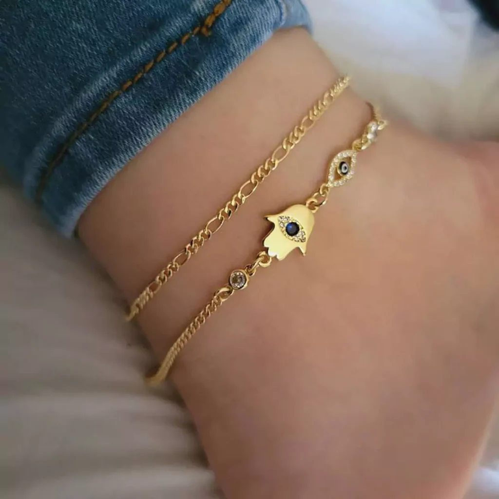 sparkling gold eye-shaped anklets 