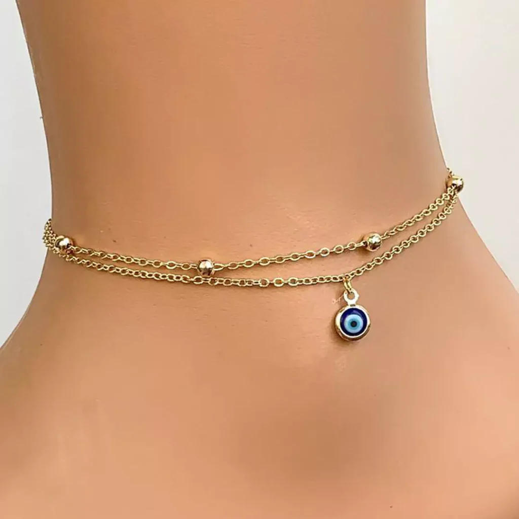 stylish gold eye-shaped anklets 