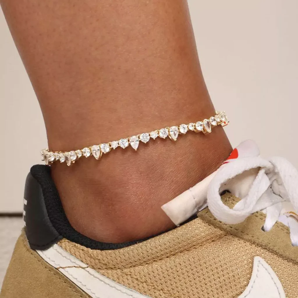 sparkling gold and diamond anklets 