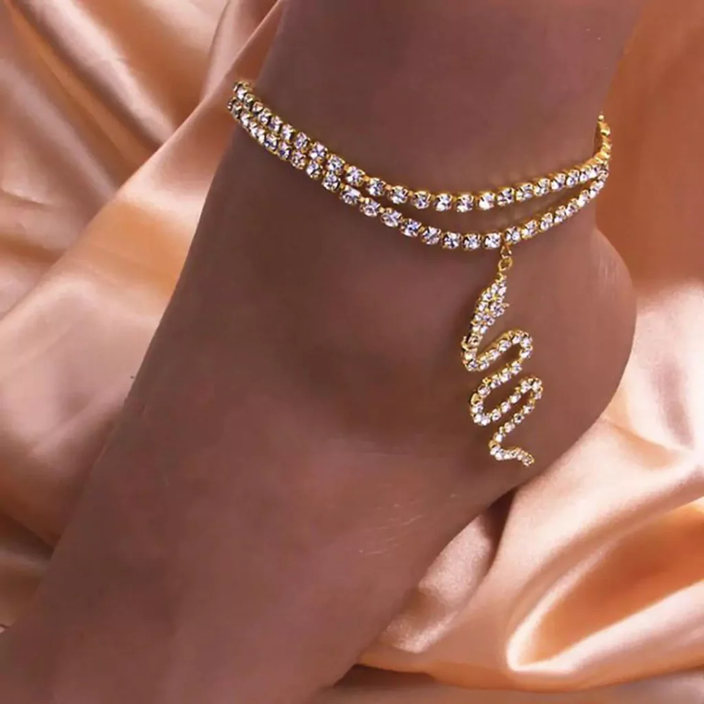 elegant gold and diamond anklets 