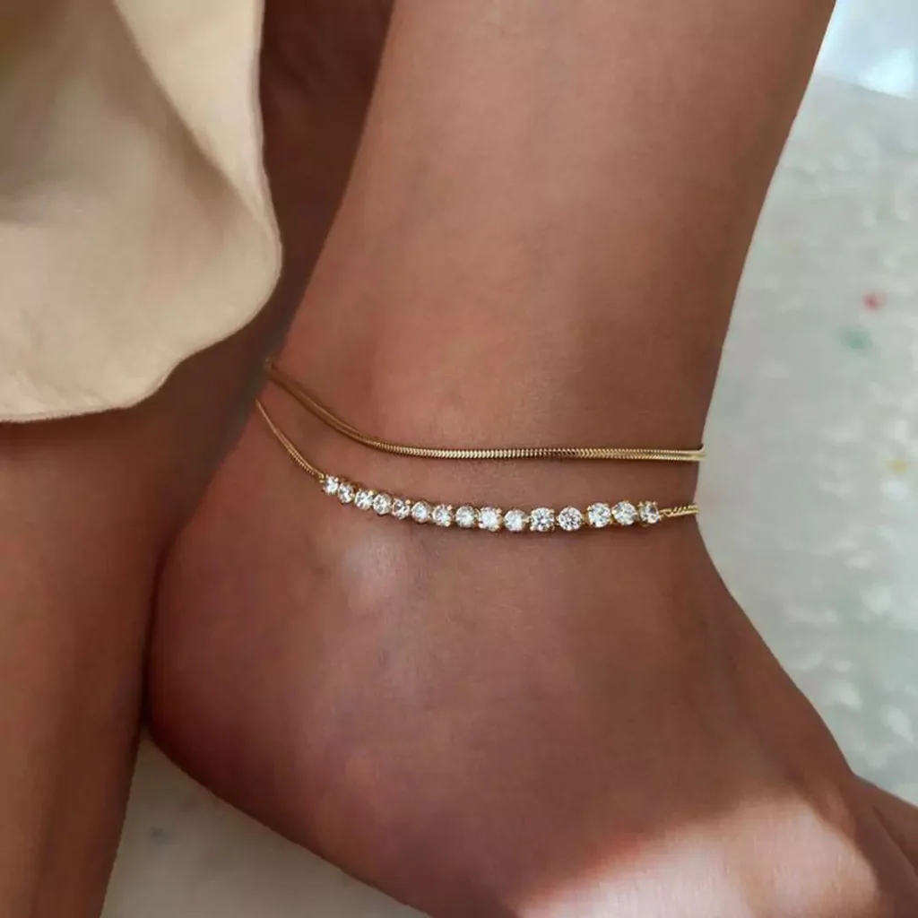 radiant gold and diamond anklets 